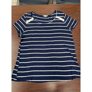 Ultra Teeze Navy Stripe Short Sleeve Tee with Pearls Size 2X